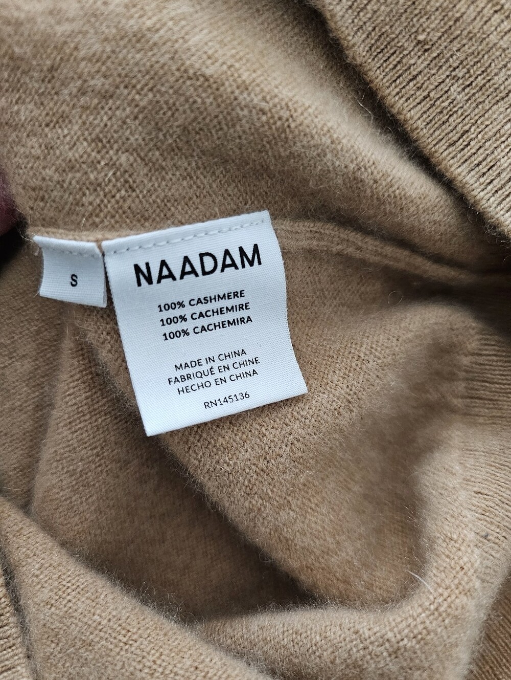 Naadam 100% Cashmere Camel Tan Crewneck Sweater Size Small - Picture 5 of 5